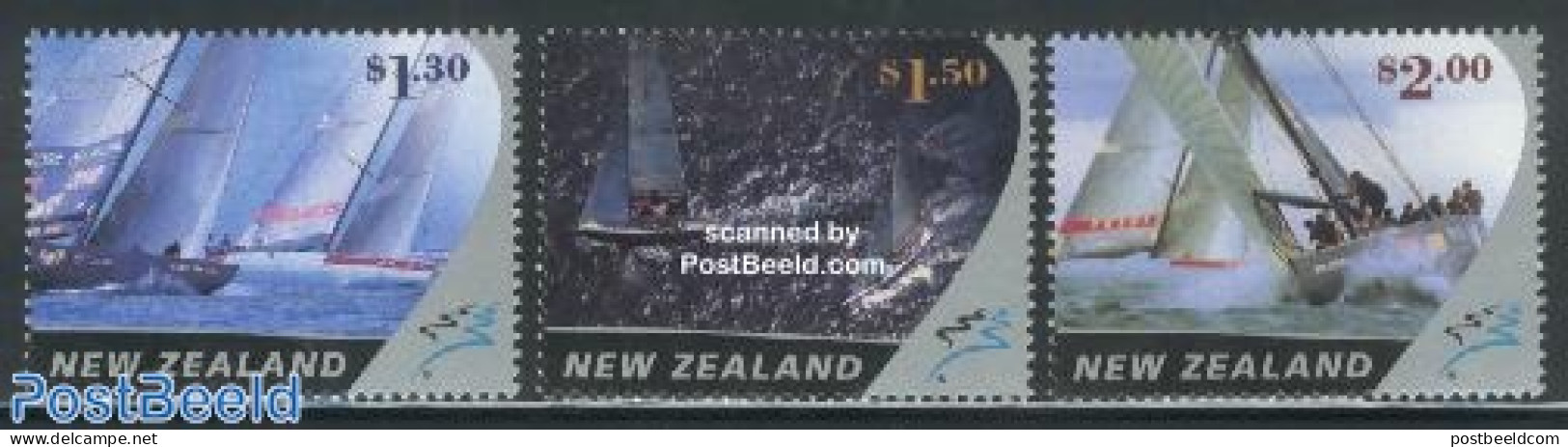 New Zealand 2002 Americas Cup 3v, Mint NH, Sport - Transport - Sailing - Ships And Boats - Unused Stamps