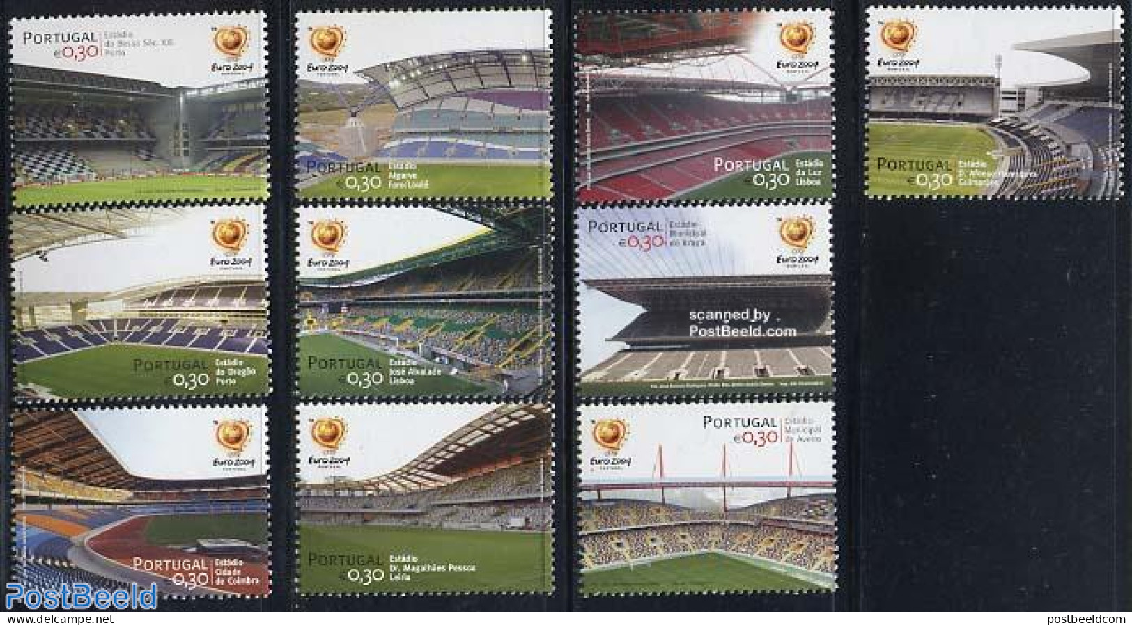 Portugal 2004 Football Stadiums 10v, Mint NH, Sport - Football - Unused Stamps