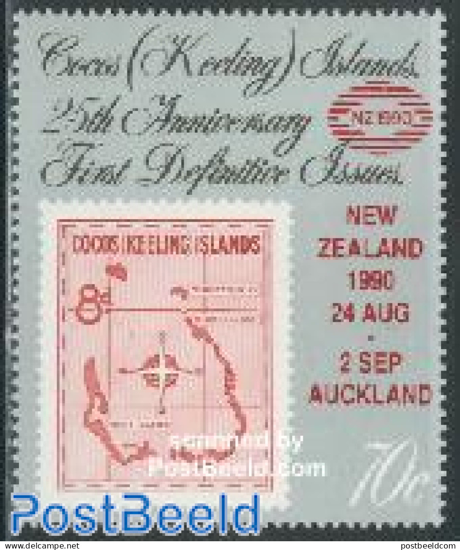 Cocos Islands 1990 New Zealand 90 1v, Mint NH, Various - Stamps On Stamps - Maps - Postzegels Op Postzegels
