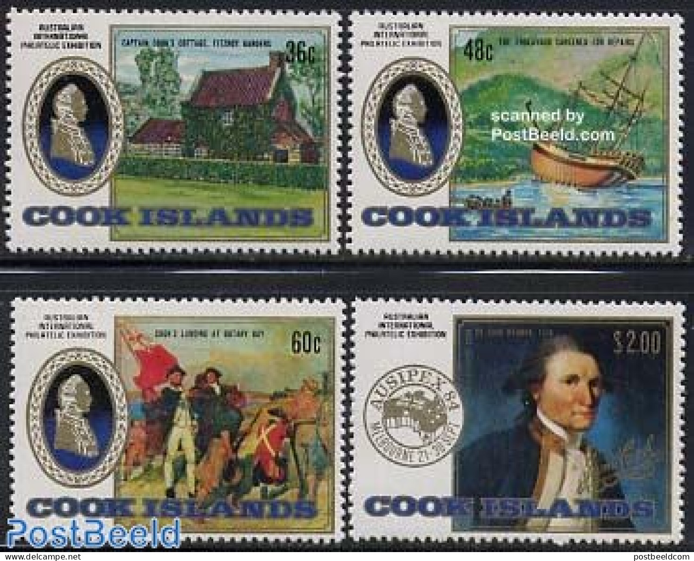 Cook Islands 1984 Ausipex 4v, Mint NH, History - Transport - Explorers - Philately - Ships And Boats - Explorers