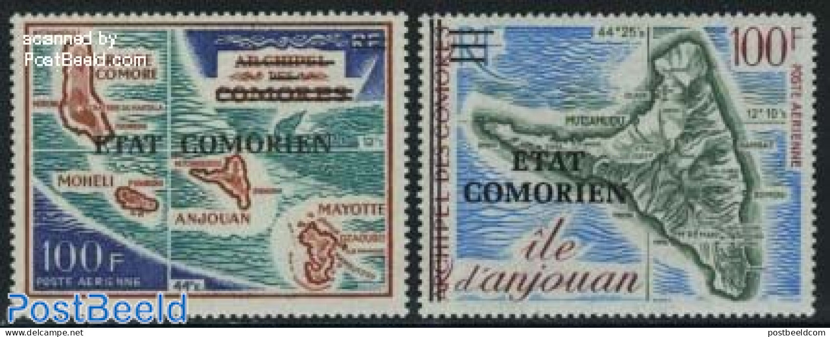 Comoros 1975 Maps, Overprints 2v, Mint NH, Various - Maps - Geography