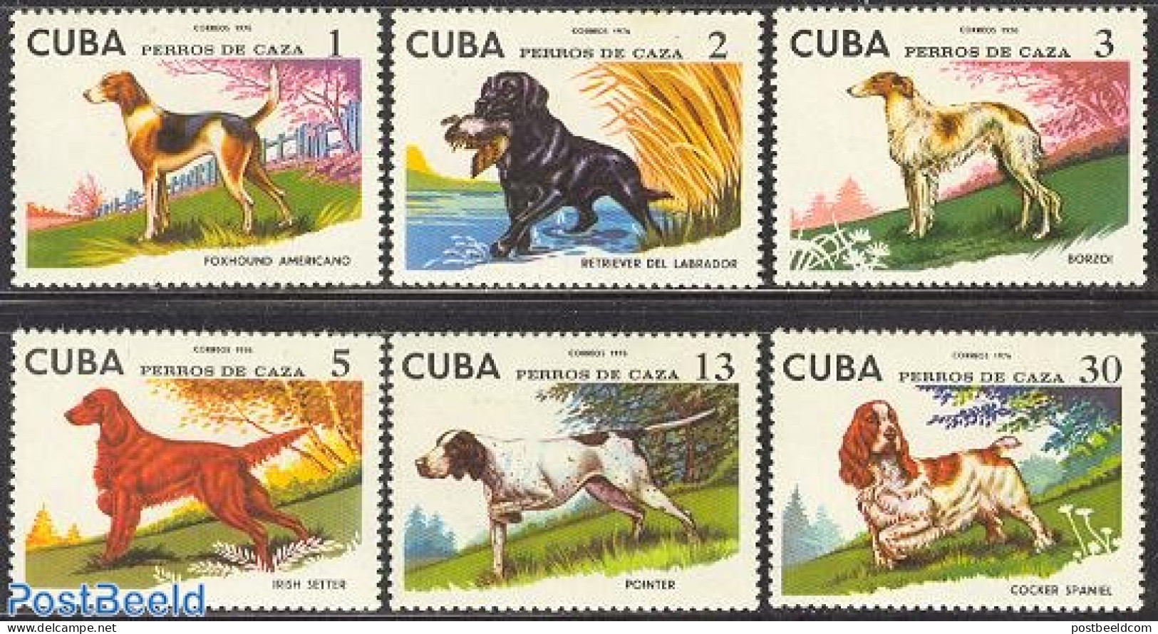 Cuba 1976 Hunting Dogs 6v, Mint NH, Nature - Dogs - Hunting - Ungebraucht