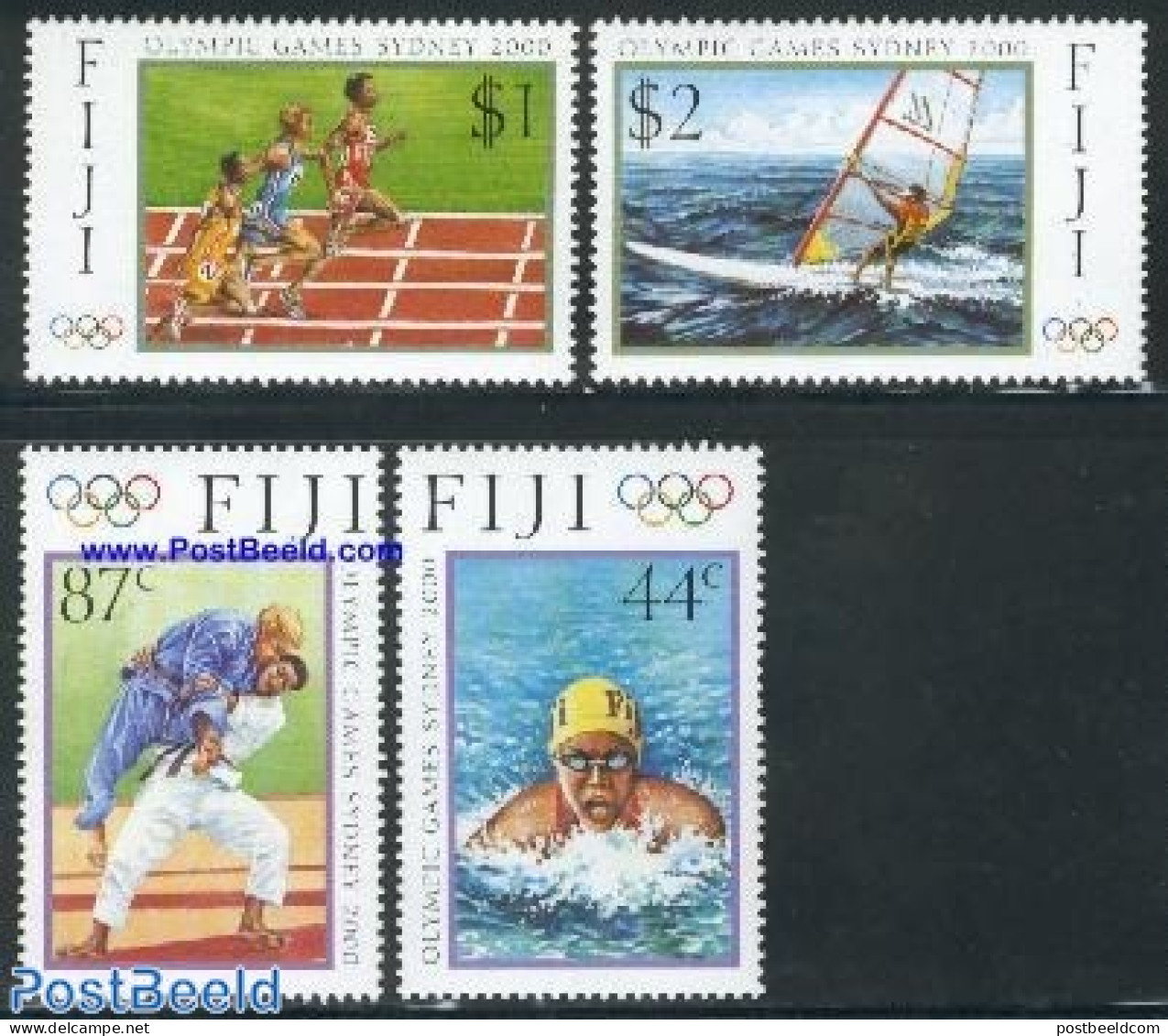 Fiji 2000 OLympic Games Sydney 4v, Mint NH, Sport - Transport - Athletics - Judo - Olympic Games - Sailing - Swimming .. - Athletics