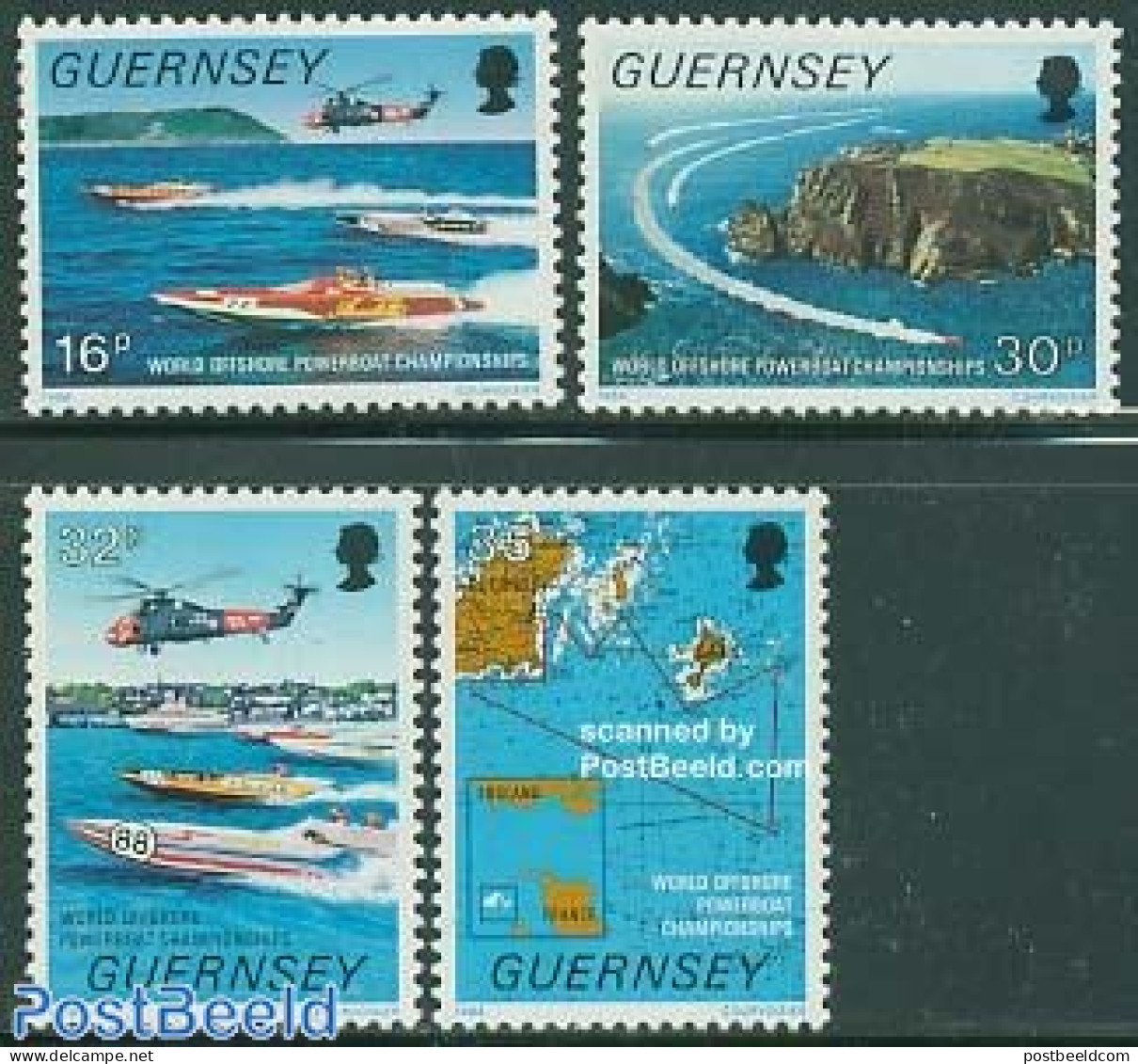 Guernsey 1988 Motorboat Races 4v, Mint NH, Sport - Transport - Various - Sport (other And Mixed) - Helicopters - Ships.. - Hélicoptères