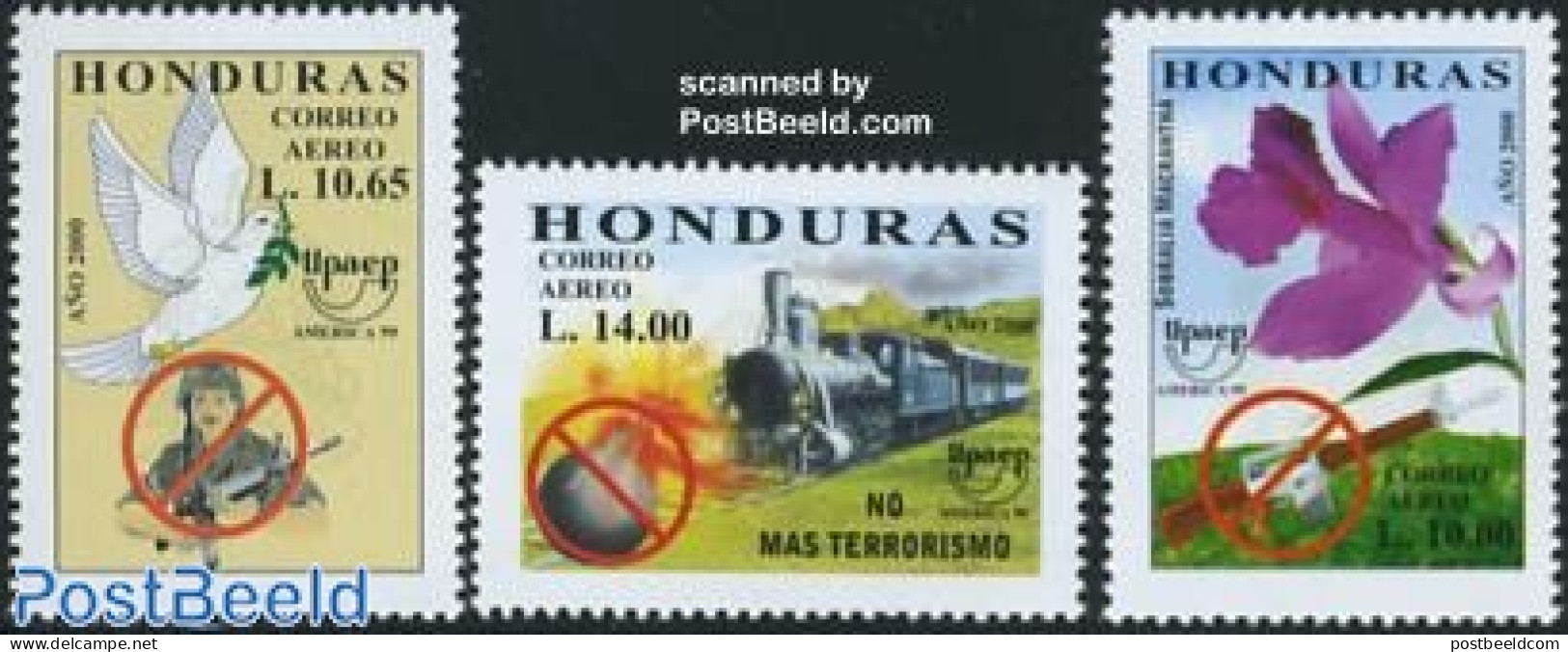 Honduras 1999 UPAEP 3v, Mint NH, Nature - Transport - Flowers & Plants - U.P.A.E. - Railways - Trains