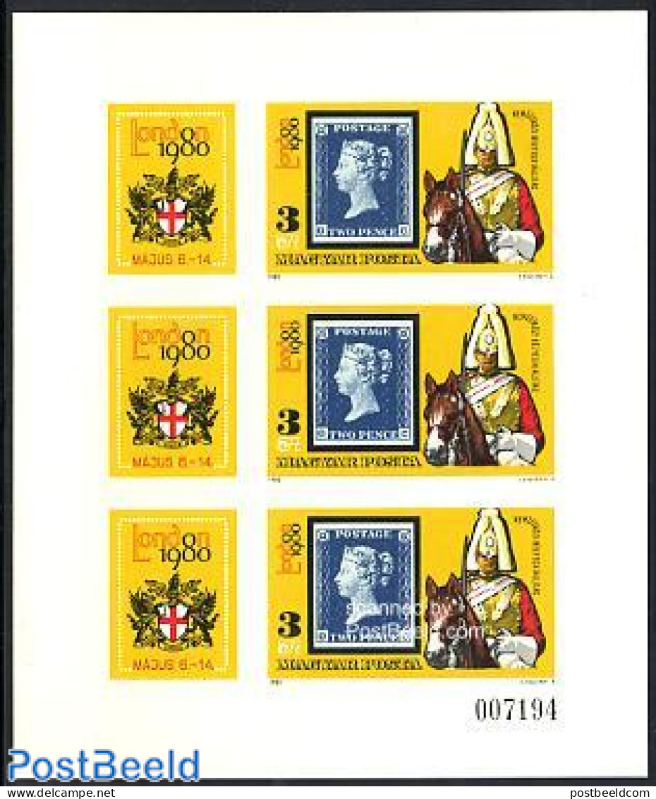 Hungary 1980 London 1980 M/s Imperforated, Mint NH, Nature - Horses - Stamps On Stamps - Unused Stamps