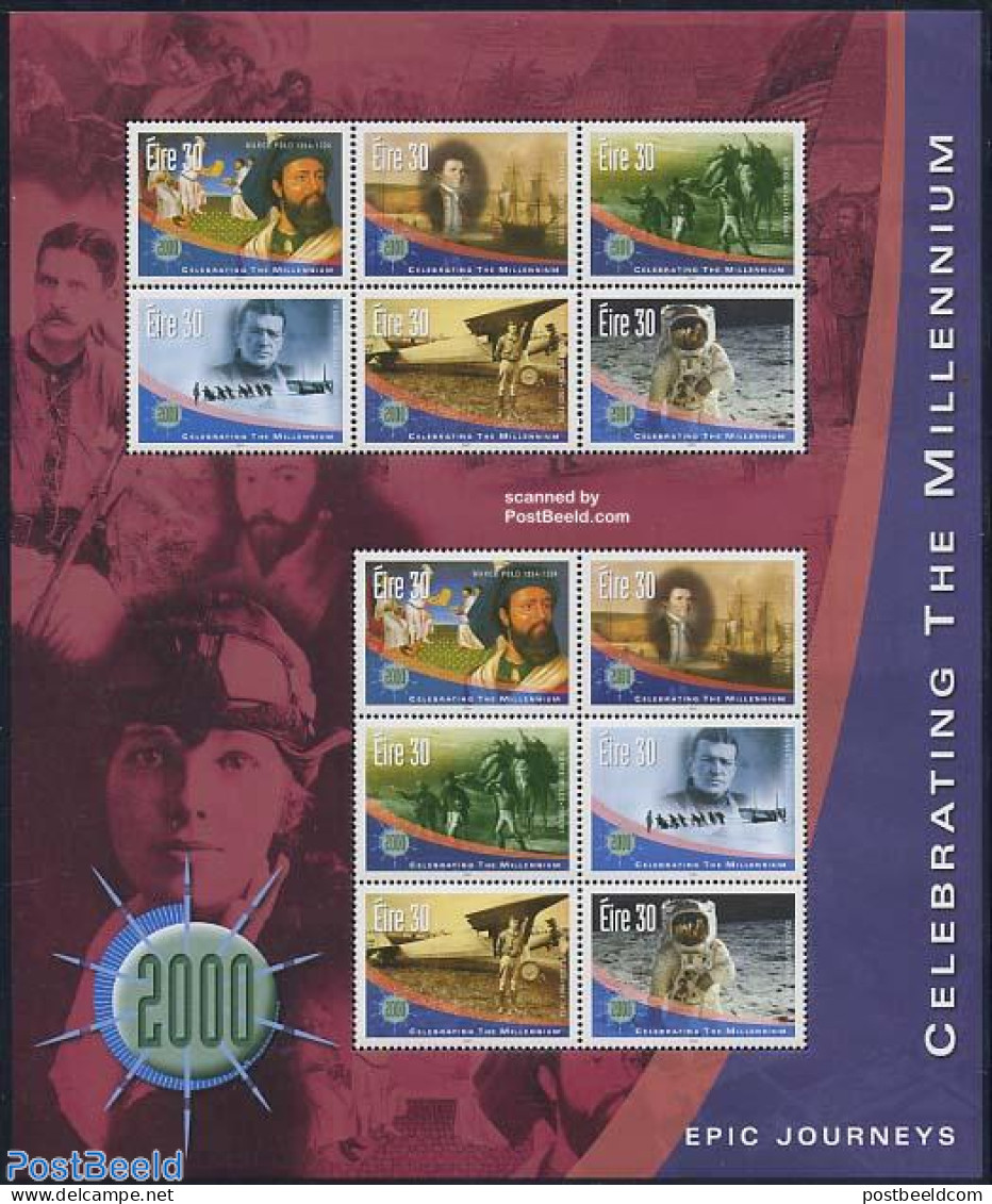 Ireland 2001 Millennium M/s, Mint NH, History - Science - Transport - Explorers - The Arctic & Antarctica - Aircraft &.. - Neufs