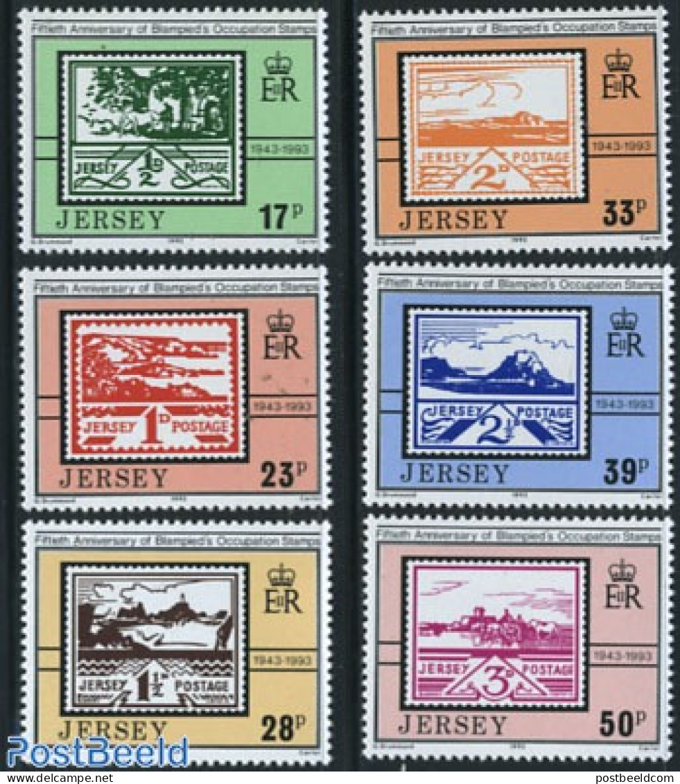 Jersey 1993 Occupation Stamps 6v, Mint NH, Stamps On Stamps - Briefmarken Auf Briefmarken