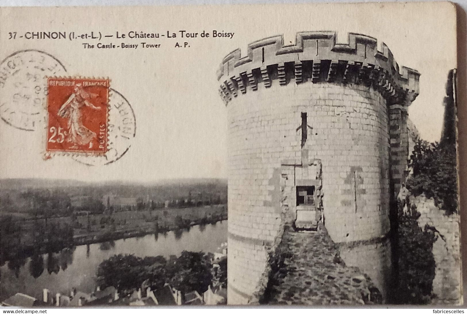 CPSM  Circulée 1934,  Chinon (Indre Et Loire) - Le Château, La Tour De Boissy.  (89) - Chinon