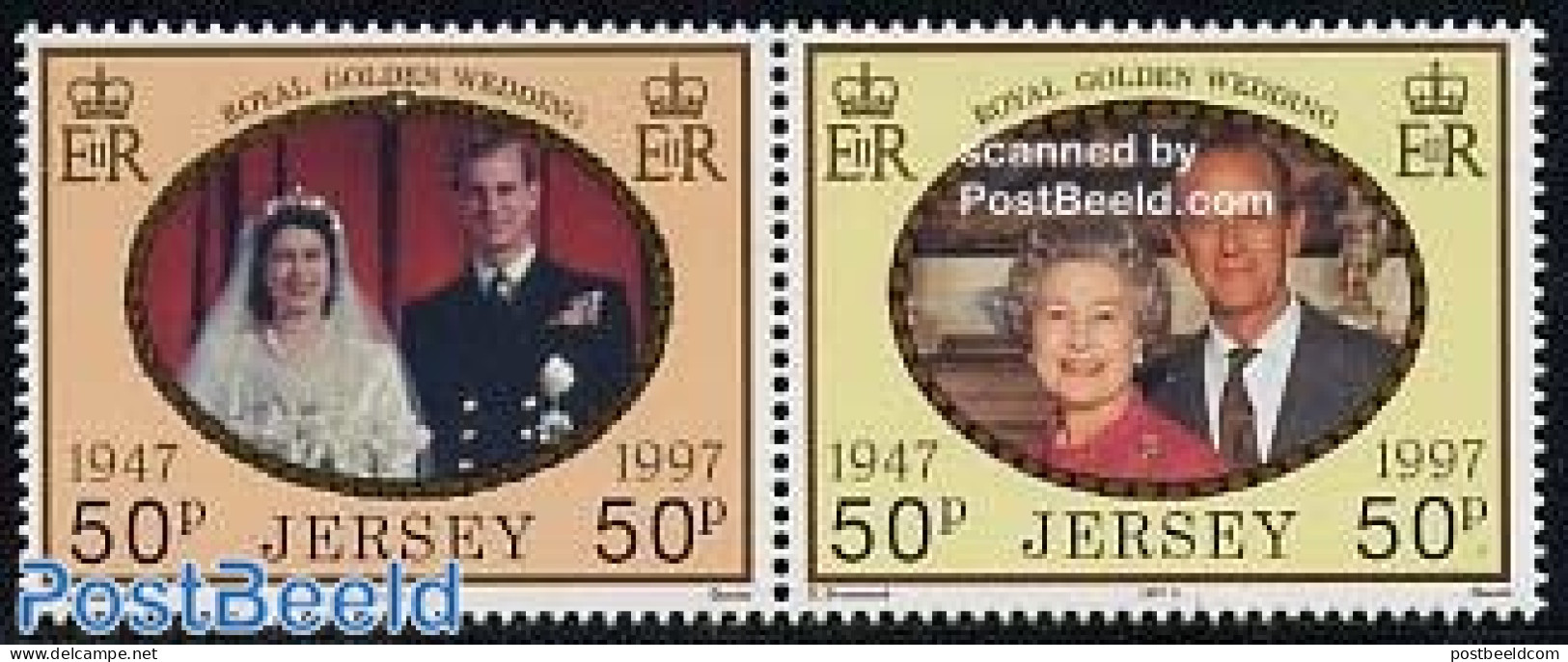 Jersey 1997 Golden Wedding 2v [:], Mint NH, History - Kings & Queens (Royalty) - Royalties, Royals