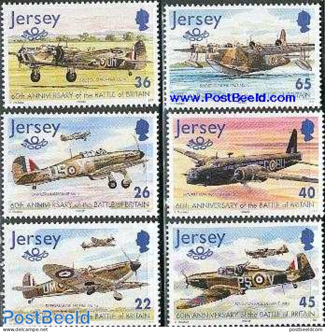 Jersey 2000 Aeroplanes 6v, Mint NH, Transport - Aircraft & Aviation - Airplanes
