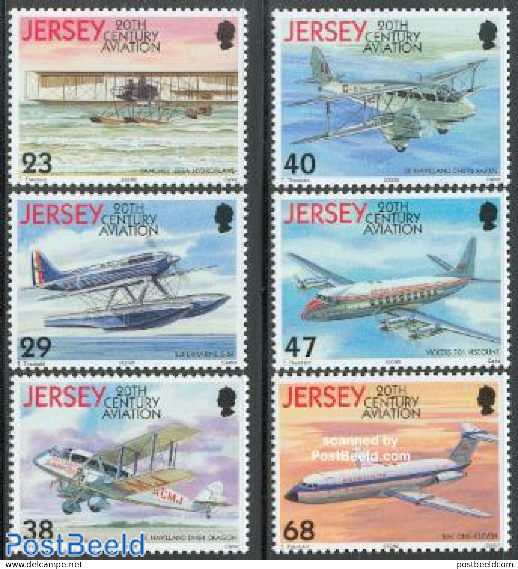 Jersey 2003 Aviation 6v, Mint NH, Transport - Aircraft & Aviation - Airplanes