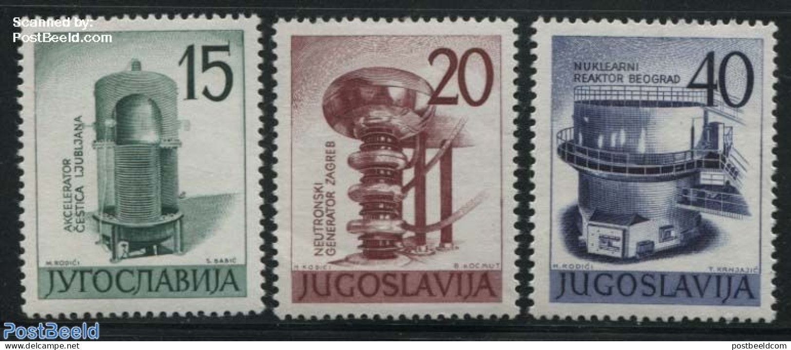 Yugoslavia 1960 Nuclear Energy 3v, Mint NH, Science - Atom Use & Models - Energy - Unused Stamps