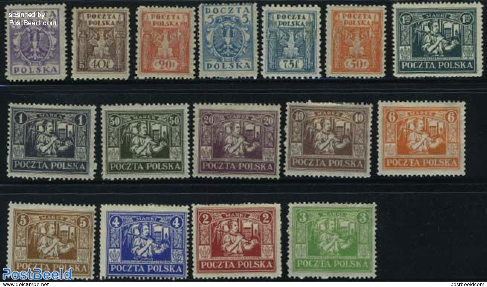 Poland 1922 East Upper Silesia, Definitives 16v, Unused (hinged) - Unused Stamps