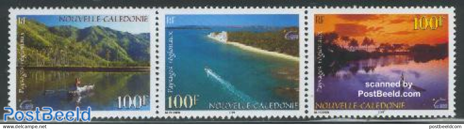 New Caledonia 2000 Landscapes 3v [::], Mint NH, Nature - Transport - Trees & Forests - Ships And Boats - Nuovi
