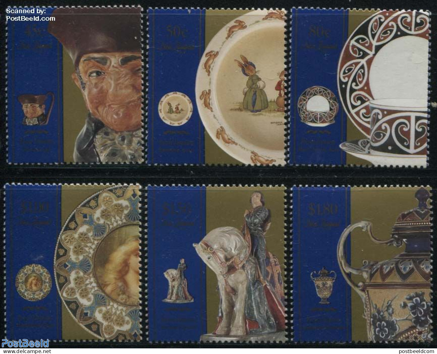 New Zealand 1993 Royal Doulton Ceramics 6v, Mint NH, Nature - Horses - Art - Art & Antique Objects - Ceramics - Unused Stamps