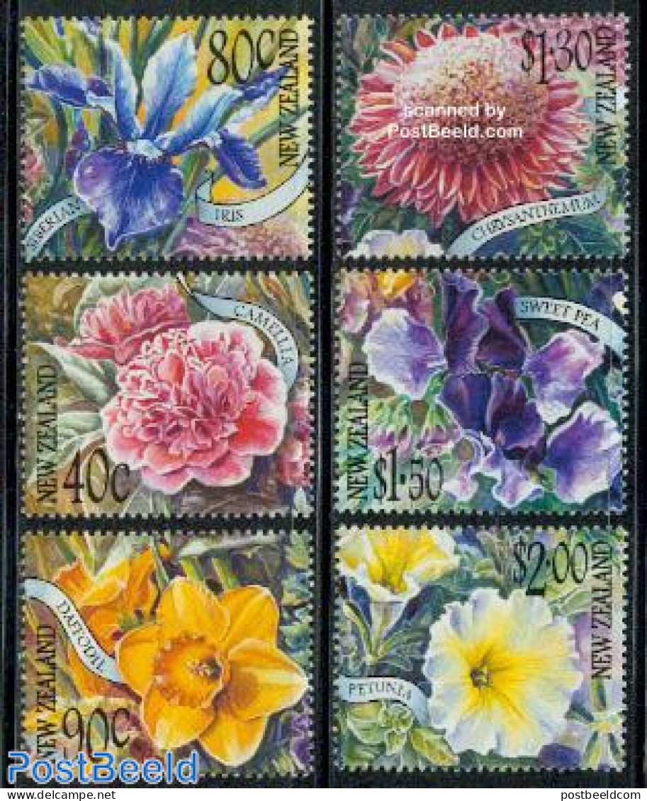 New Zealand 2001 Garden Flowers 6v, Mint NH, Nature - Flowers & Plants - Neufs
