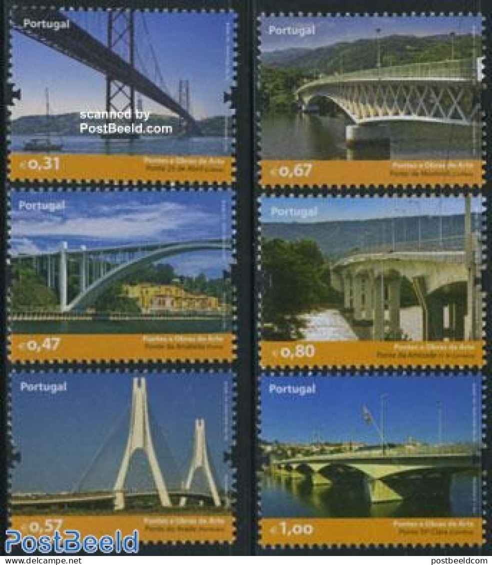 Portugal 2008 Bridges 6v, Mint NH, Transport - Ships And Boats - Art - Bridges And Tunnels - Unused Stamps