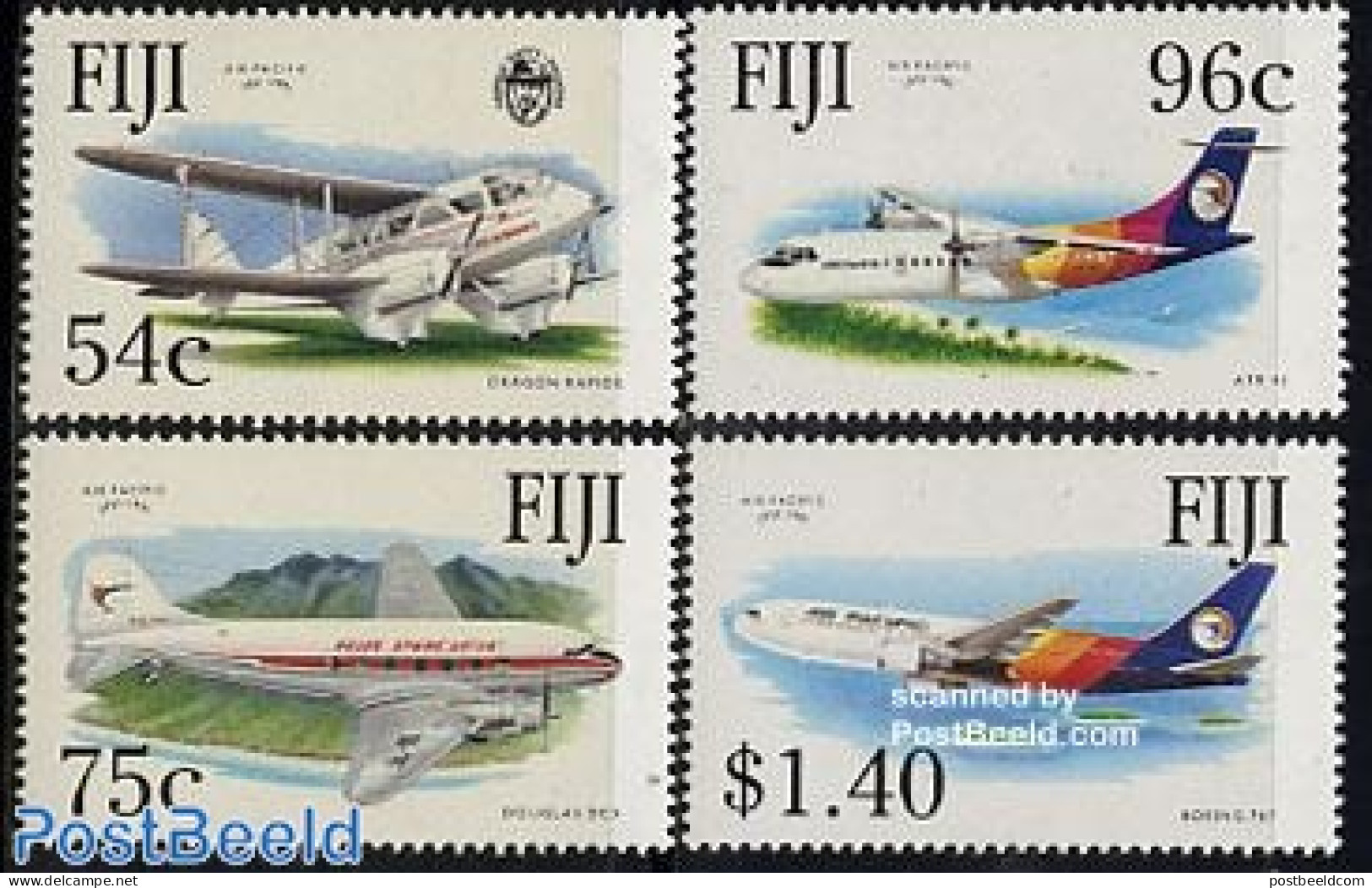 Fiji 1991 Aeroplanes 4v, Mint NH, Transport - Aircraft & Aviation - Airplanes