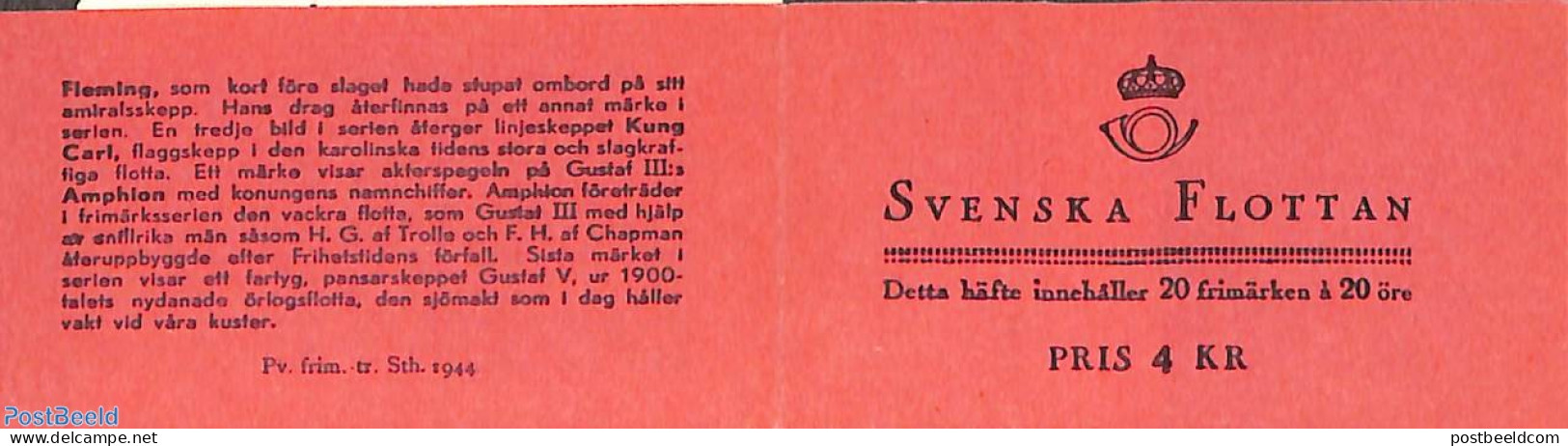 Sweden 1944 Claes Fleming Booklet, Mint NH, Stamp Booklets - Nuevos