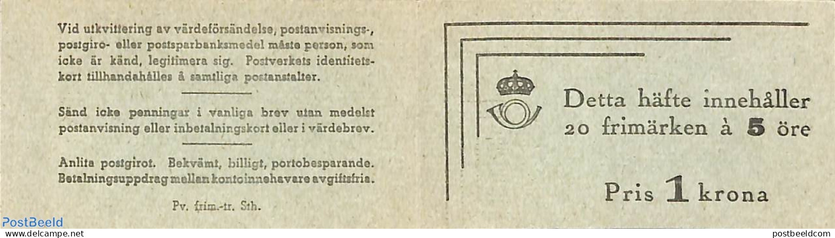 Sweden 1939 King Gustav V Booklet, Mint NH - Neufs