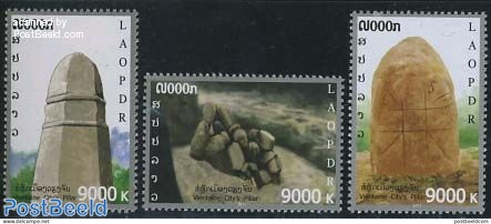 Laos 2011 Vientaine Citys Pillar 3v, Mint NH, History - Geology - Laos