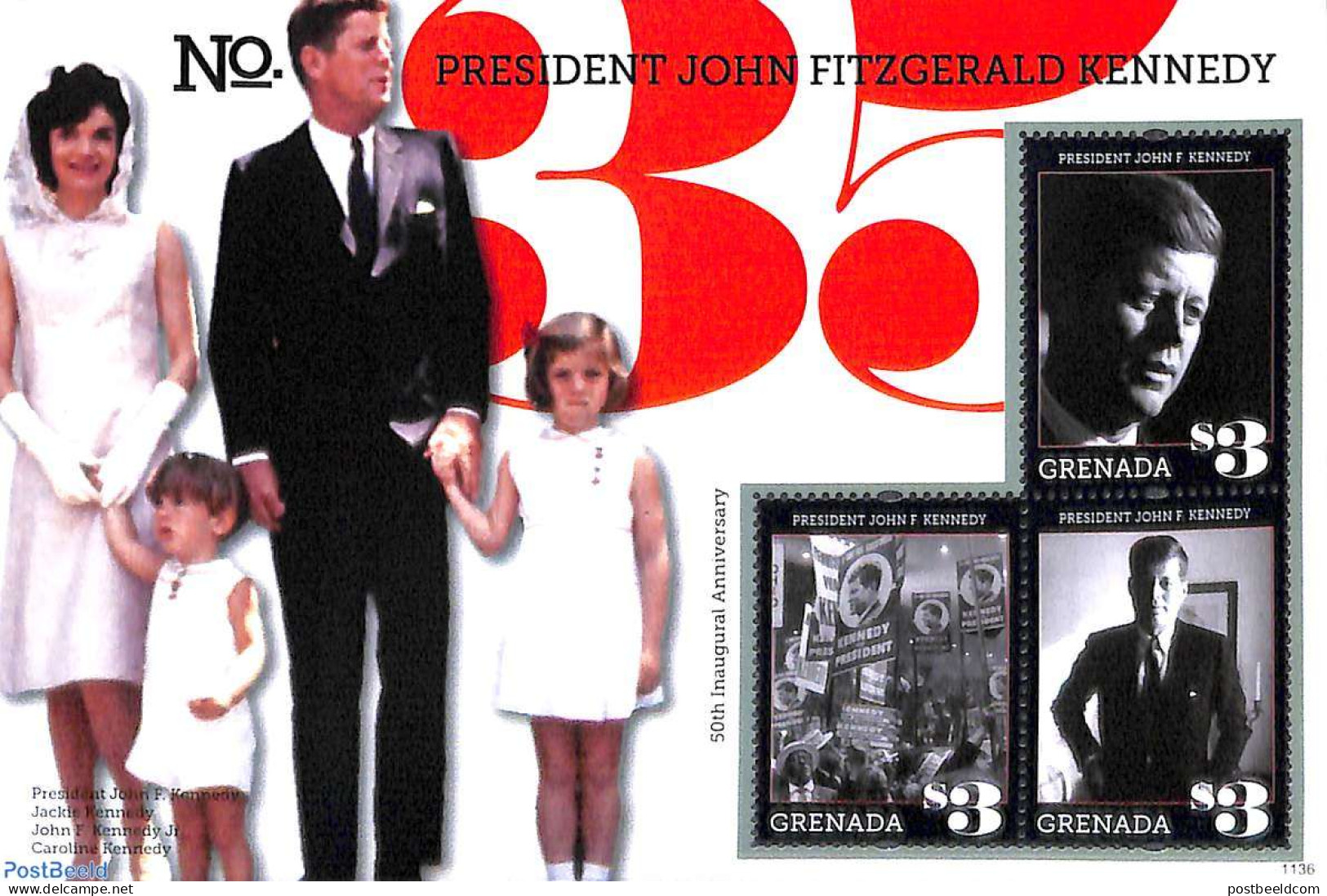 Grenada 2011 John F. Kennedy 3v M/s, Mint NH, History - American Presidents - Politicians - Other & Unclassified
