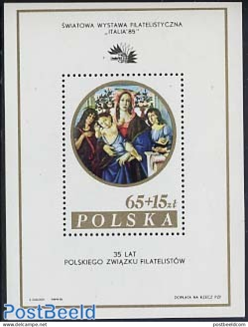 Poland 1985 Italia 85 S/s (extra Text: 35 Years Polish Phil..), Mint NH, Philately - Art - Paintings - Ongebruikt