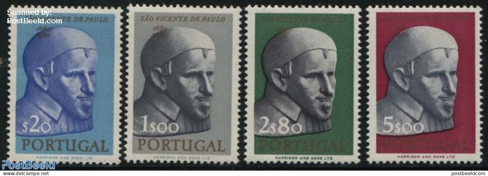 Portugal 1963 Vincent Of Paul 4v, Mint NH, Religion - Religion - Unused Stamps