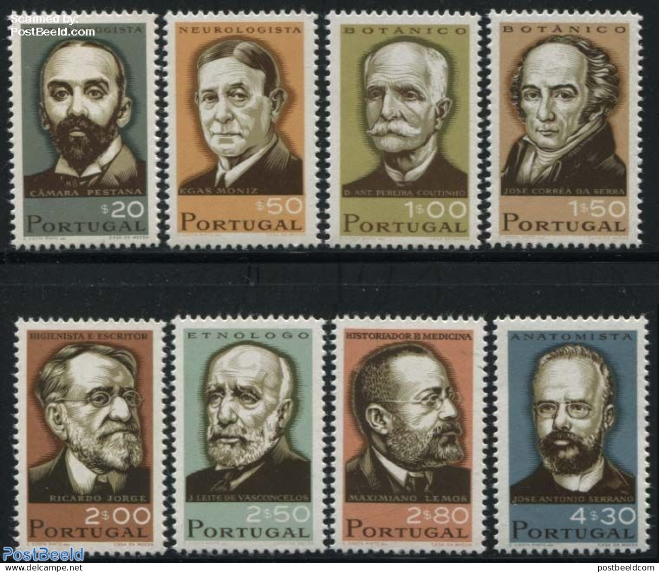 Portugal 1966 Famous Persons 8v, Mint NH, Health - History - Health - Nobel Prize Winners - Neufs