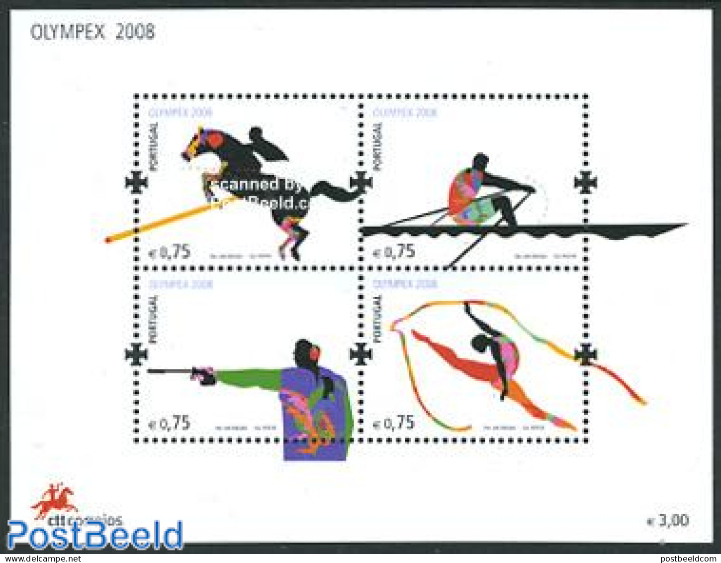 Portugal 2008 Olymphilex S/s, Mint NH, Nature - Sport - Horses - Gymnastics - Kayaks & Rowing - Olympic Games - Shooti.. - Unused Stamps