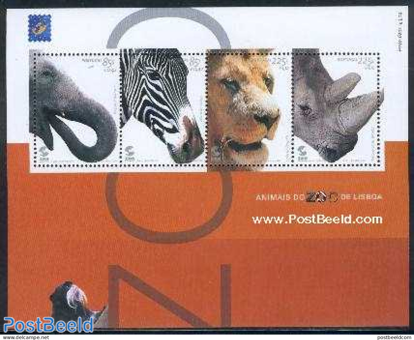 Portugal 2001 Lisbon Zoo S/s, Mint NH, Nature - Animals (others & Mixed) - Cat Family - Elephants - Rhinoceros - Unused Stamps
