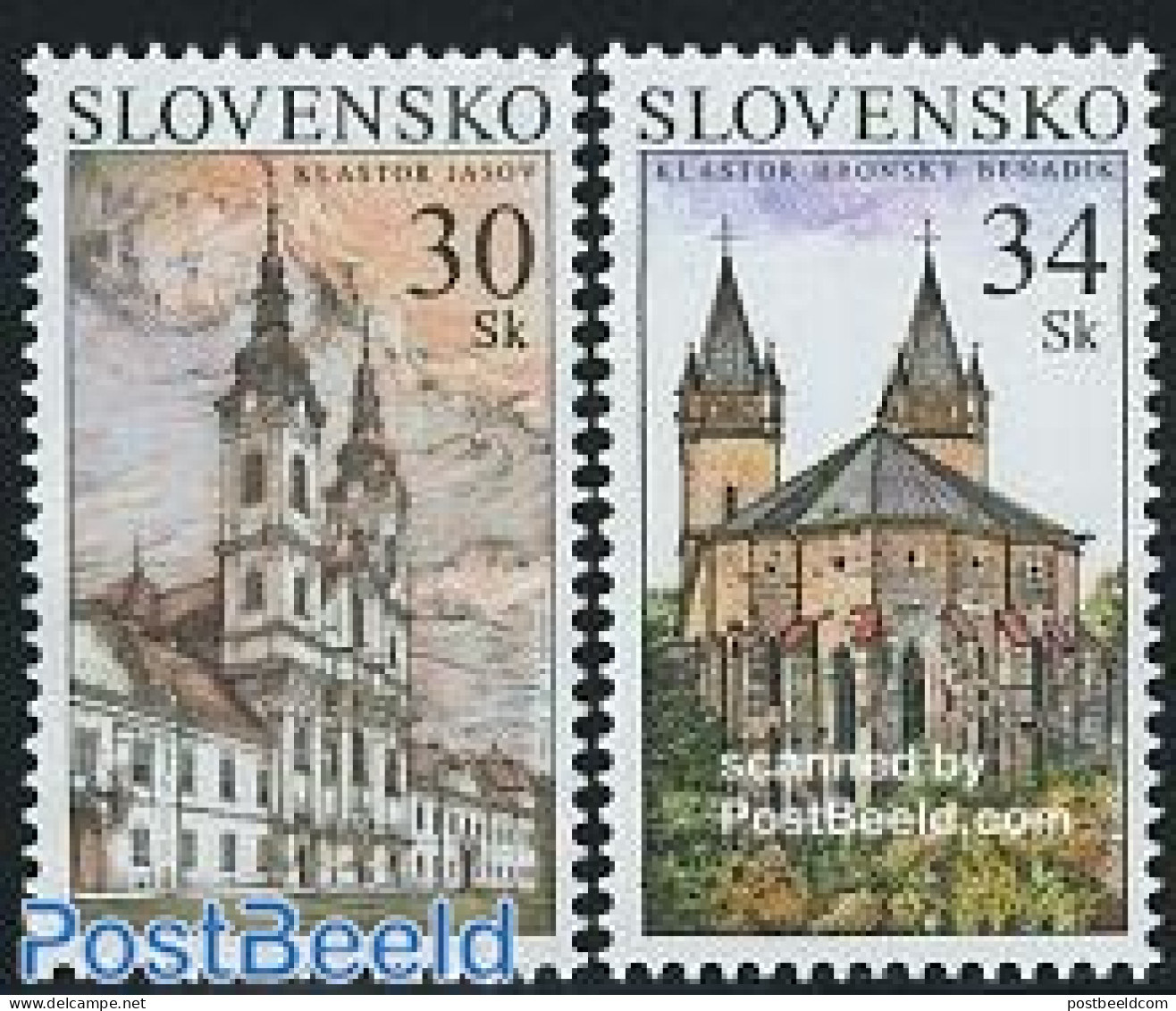 Slovakia 2007 Monasteries 2v, Mint NH, Religion - Churches, Temples, Mosques, Synagogues - Cloisters & Abbeys - Neufs