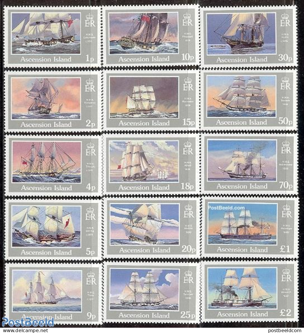 Ascension 1986 Definitives, Ships 15v, Mint NH, Transport - Ships And Boats - Boten