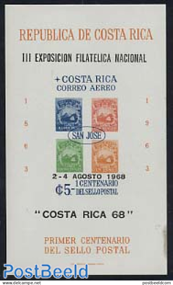 Costa Rica 1968 Stamp Expo S/s Imperforated, Mint NH, Stamps On Stamps - Postzegels Op Postzegels