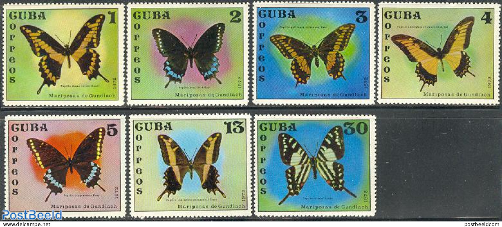 Cuba 1972 Butterflies 7v, Mint NH, Nature - Butterflies - Unused Stamps