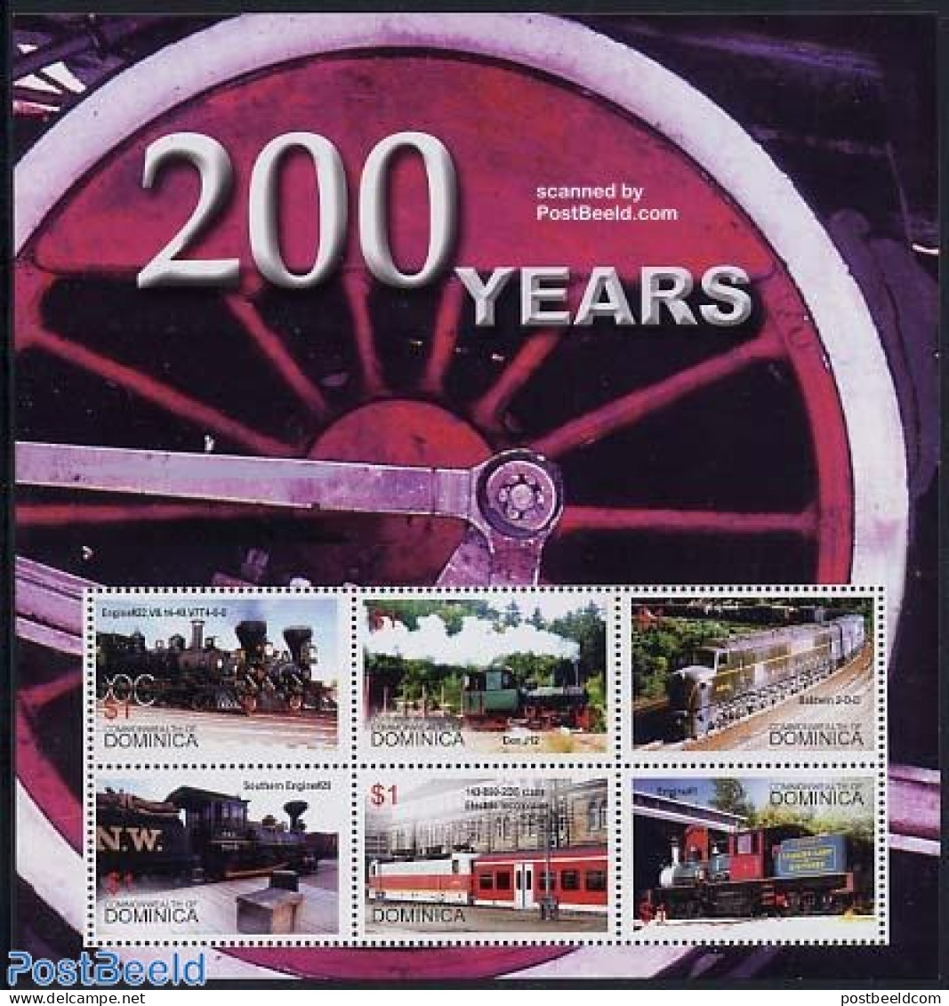 Dominica 2004 Railways 6v M/s, Engine 22, Mint NH, Transport - Railways - Trains