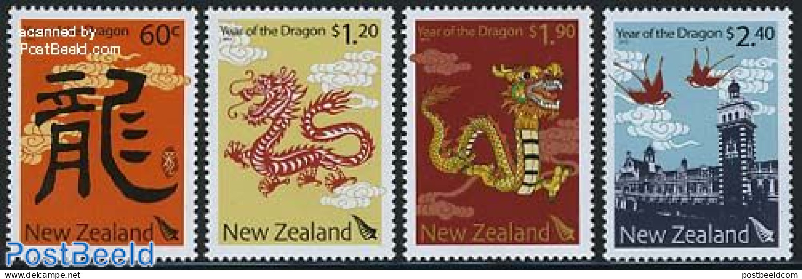 New Zealand 2012 Year Of The Dragon 4v, Mint NH, Various - New Year - Unused Stamps