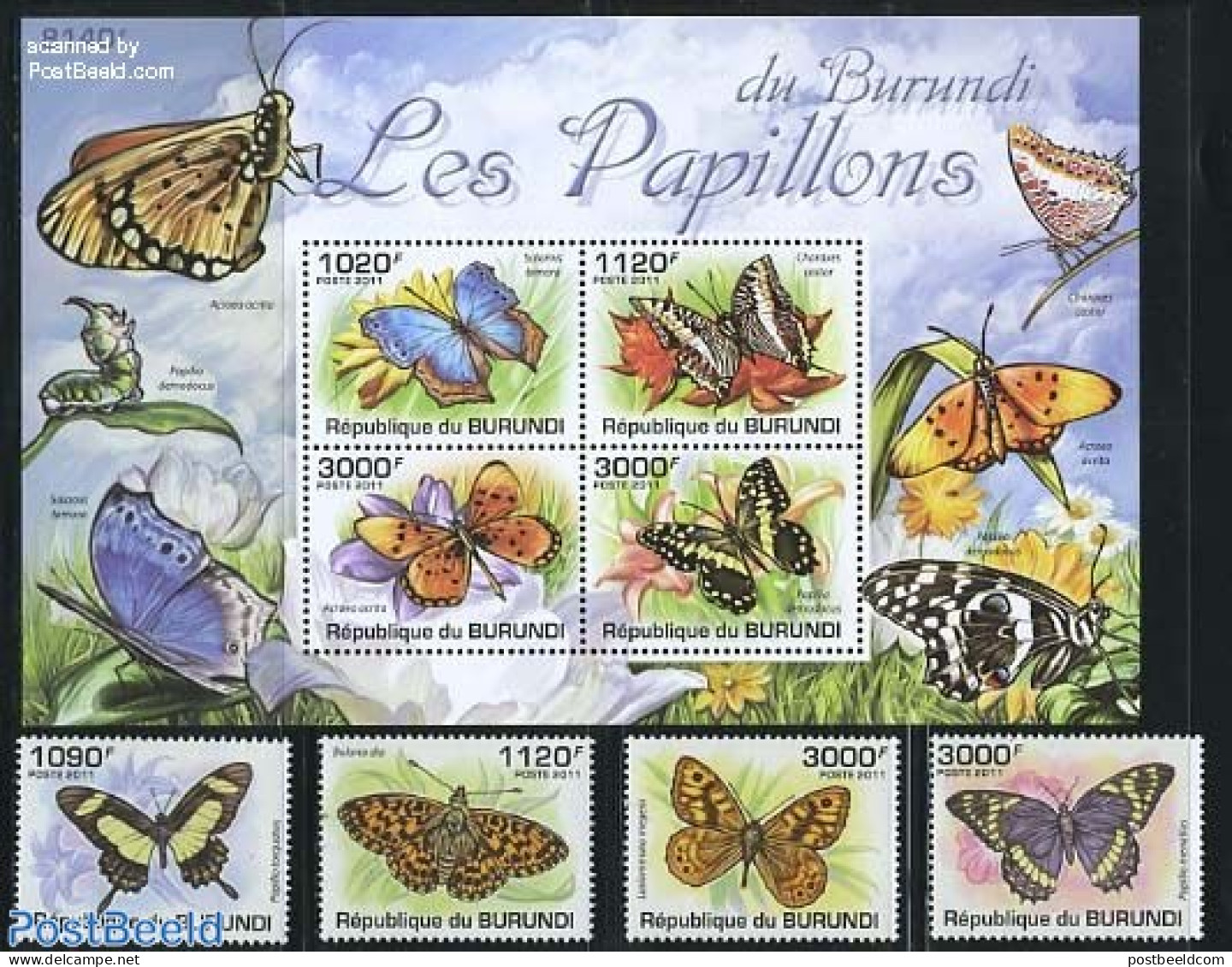 Burundi 2011 Butterflies 4v + S/s, Mint NH, Nature - Butterflies - Other & Unclassified