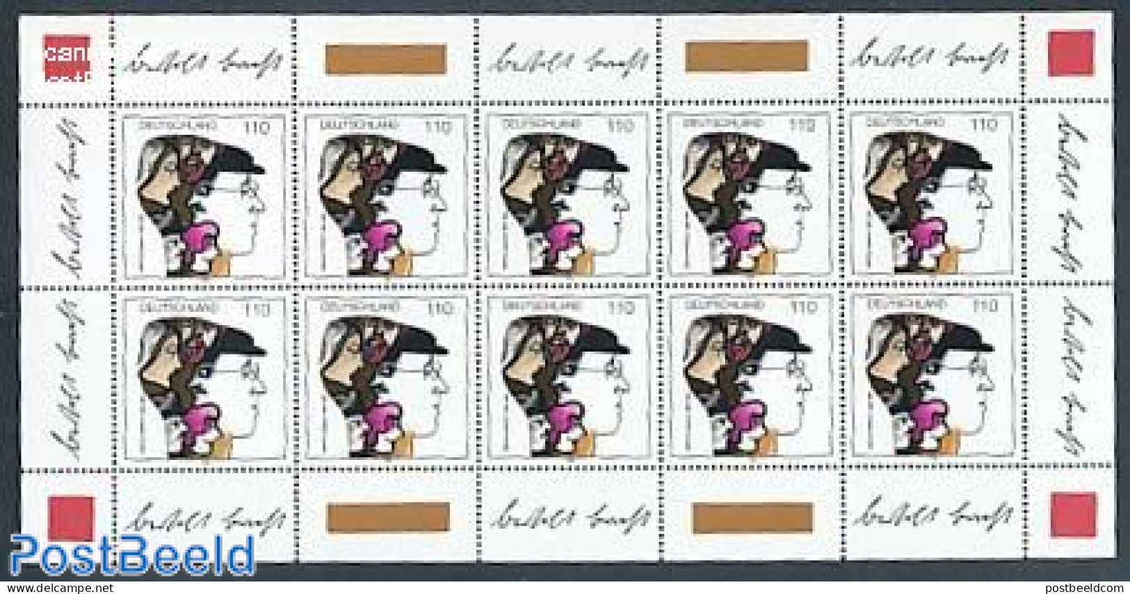 Germany, Federal Republic 1998 Bertolt Brecht M/s, Mint NH, Art - Authors - Unused Stamps