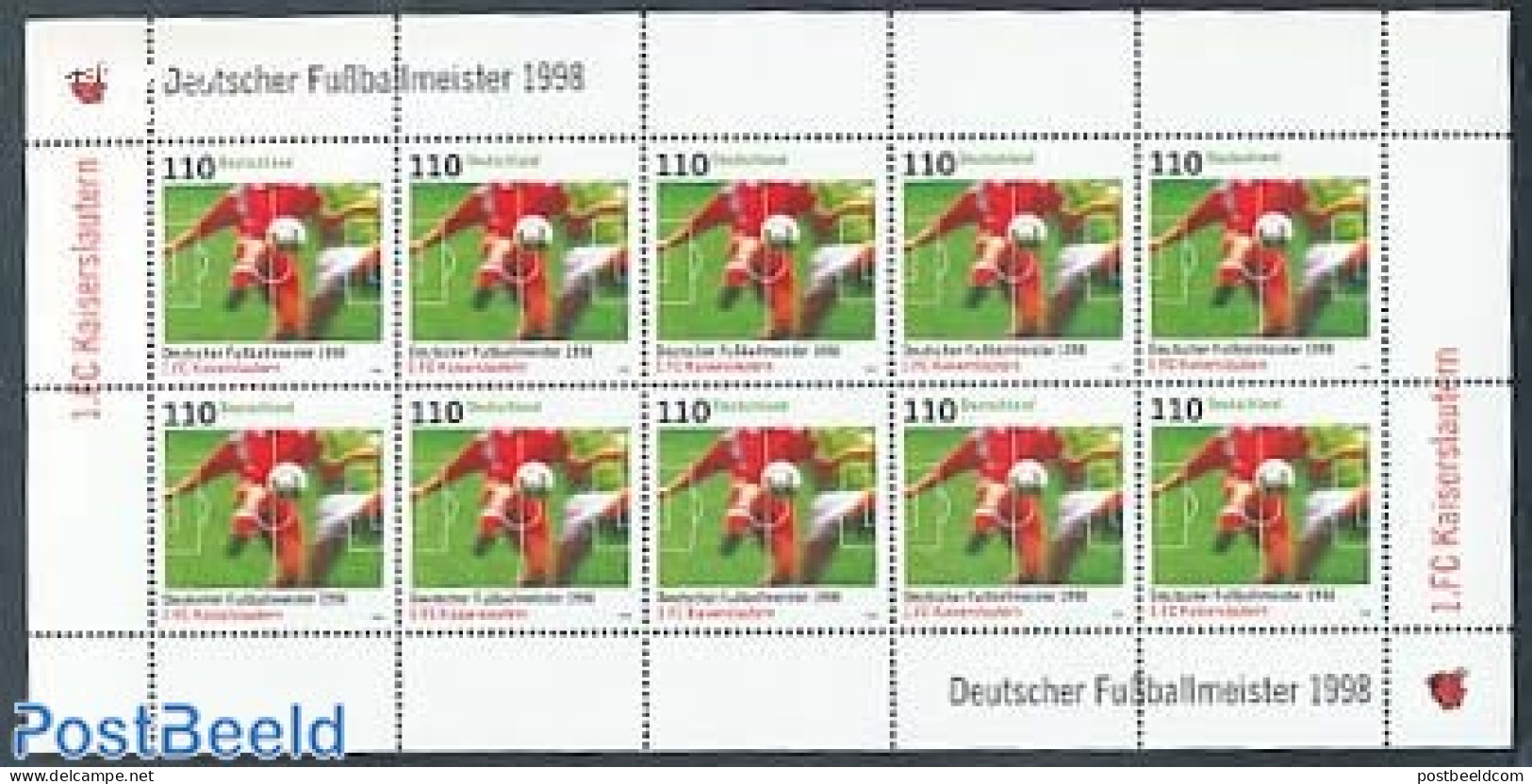 Germany, Federal Republic 1998 Football Champion M/s, Mint NH, Sport - Football - Unused Stamps