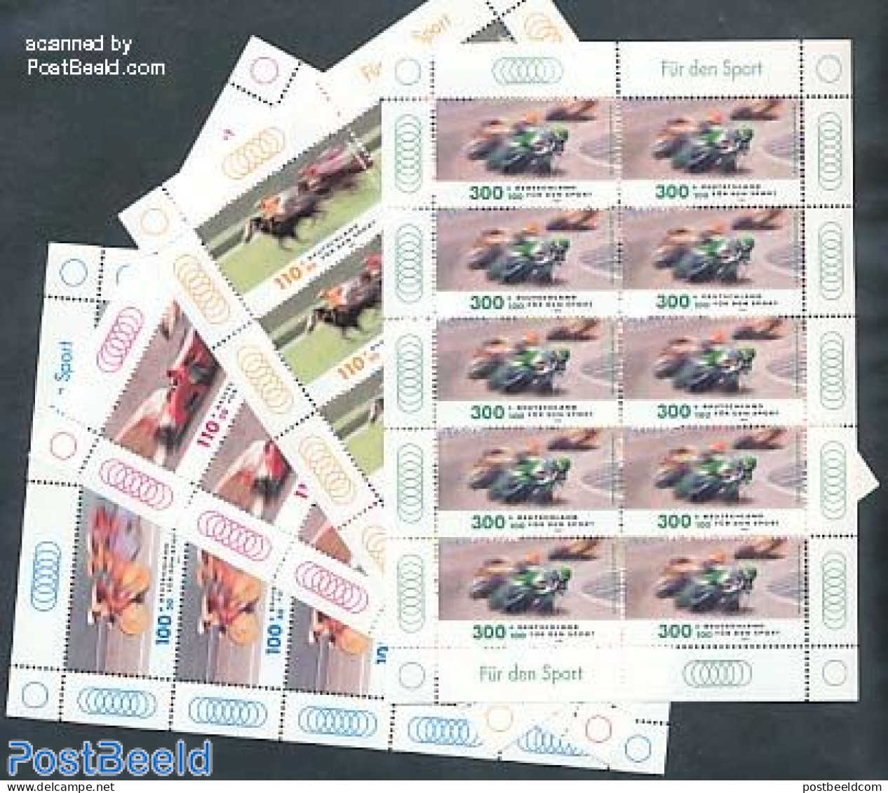 Germany, Federal Republic 1998 Sports 4 M/s, Mint NH, Nature - Sport - Transport - Horses - Autosports - Cycling - Spo.. - Neufs