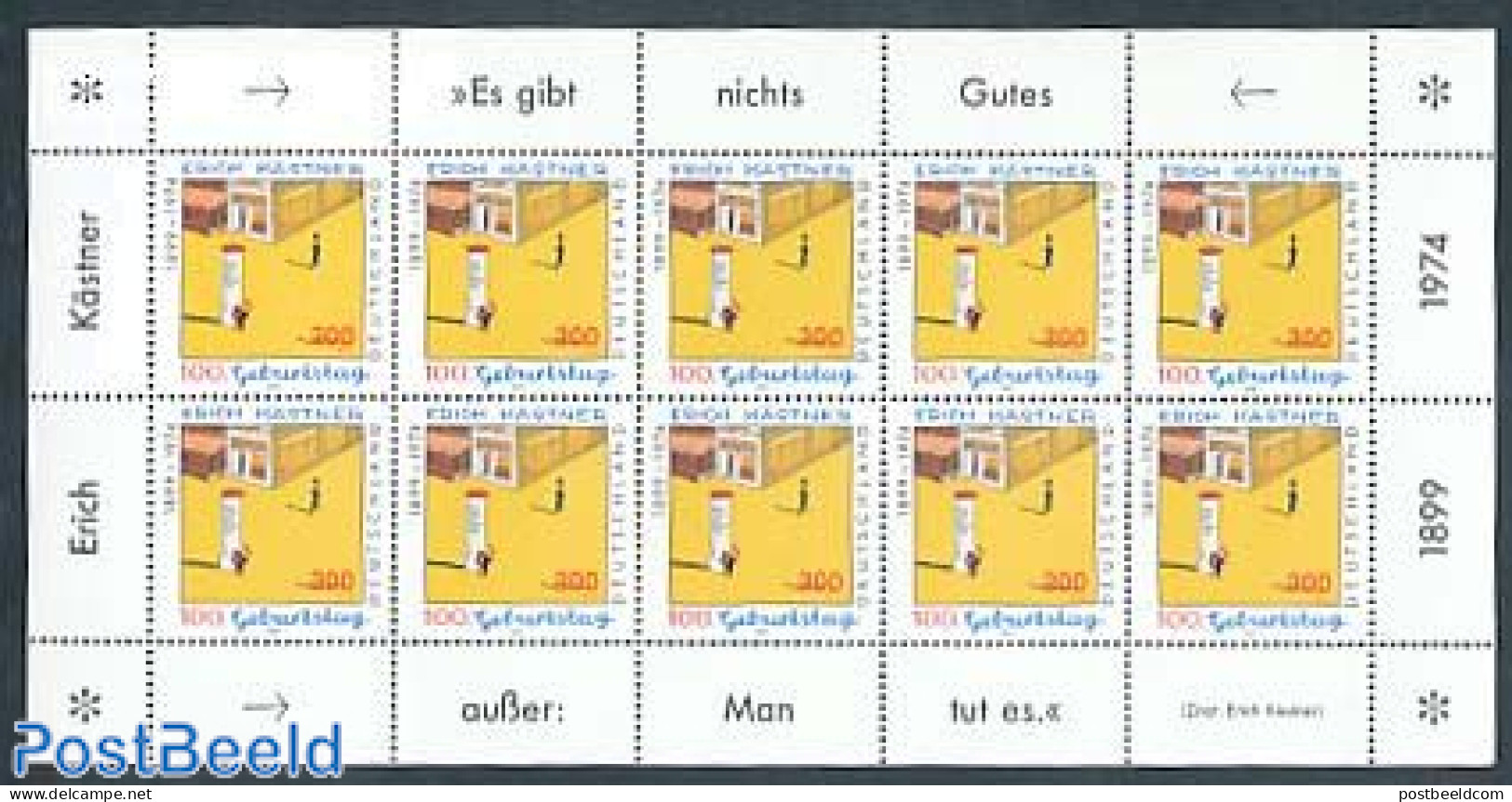 Germany, Federal Republic 1999 Erich Kaestner M/s, Mint NH - Neufs