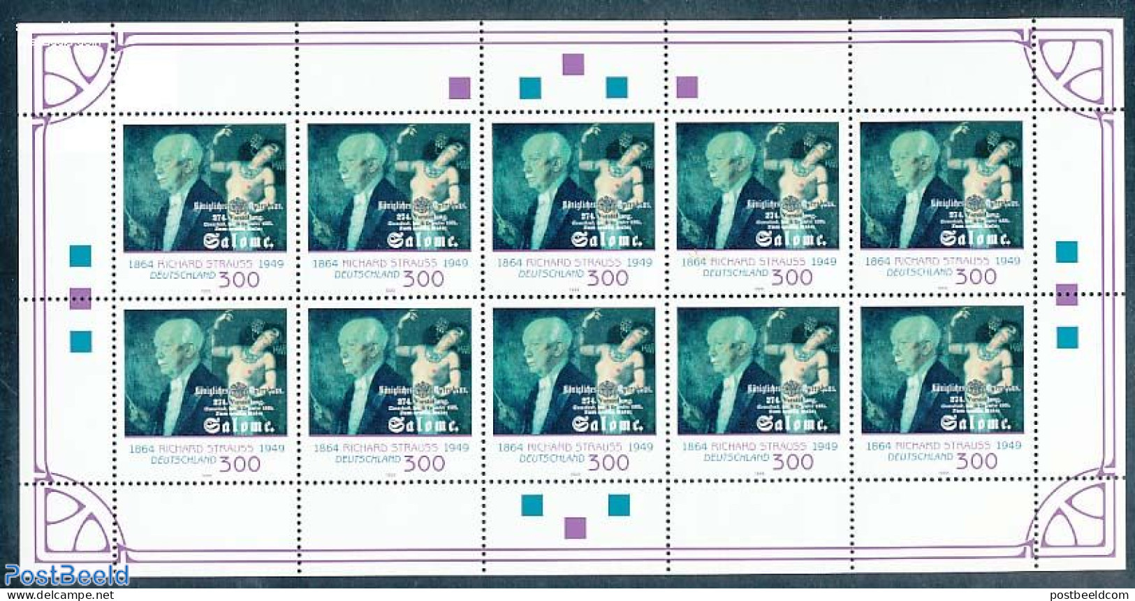Germany, Federal Republic 1999 Richard Strauss M/s, Mint NH, Performance Art - Dance & Ballet - Music - Art - Poster Art - Unused Stamps