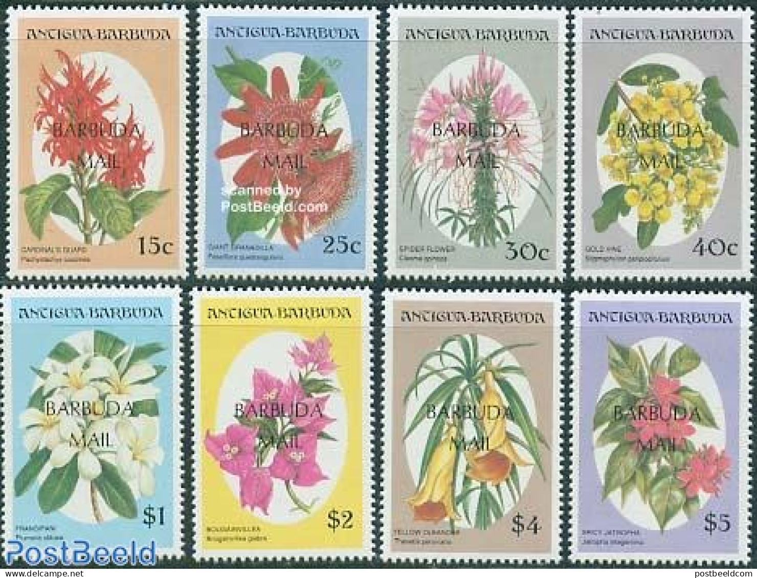 Barbuda 1993 Flowers 8v, Mint NH, Nature - Flowers & Plants - Barbuda (...-1981)