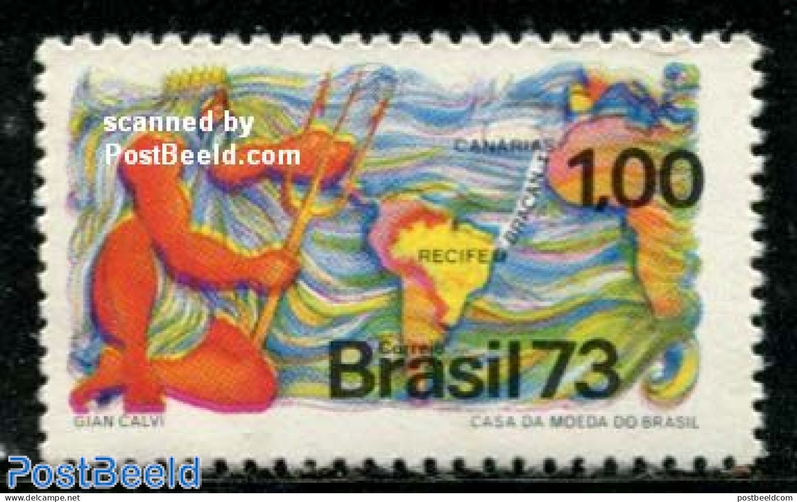Brazil 1973 Bracan 1 Cable 1v, Mint NH, Science - Various - Telecommunication - Maps - Unused Stamps