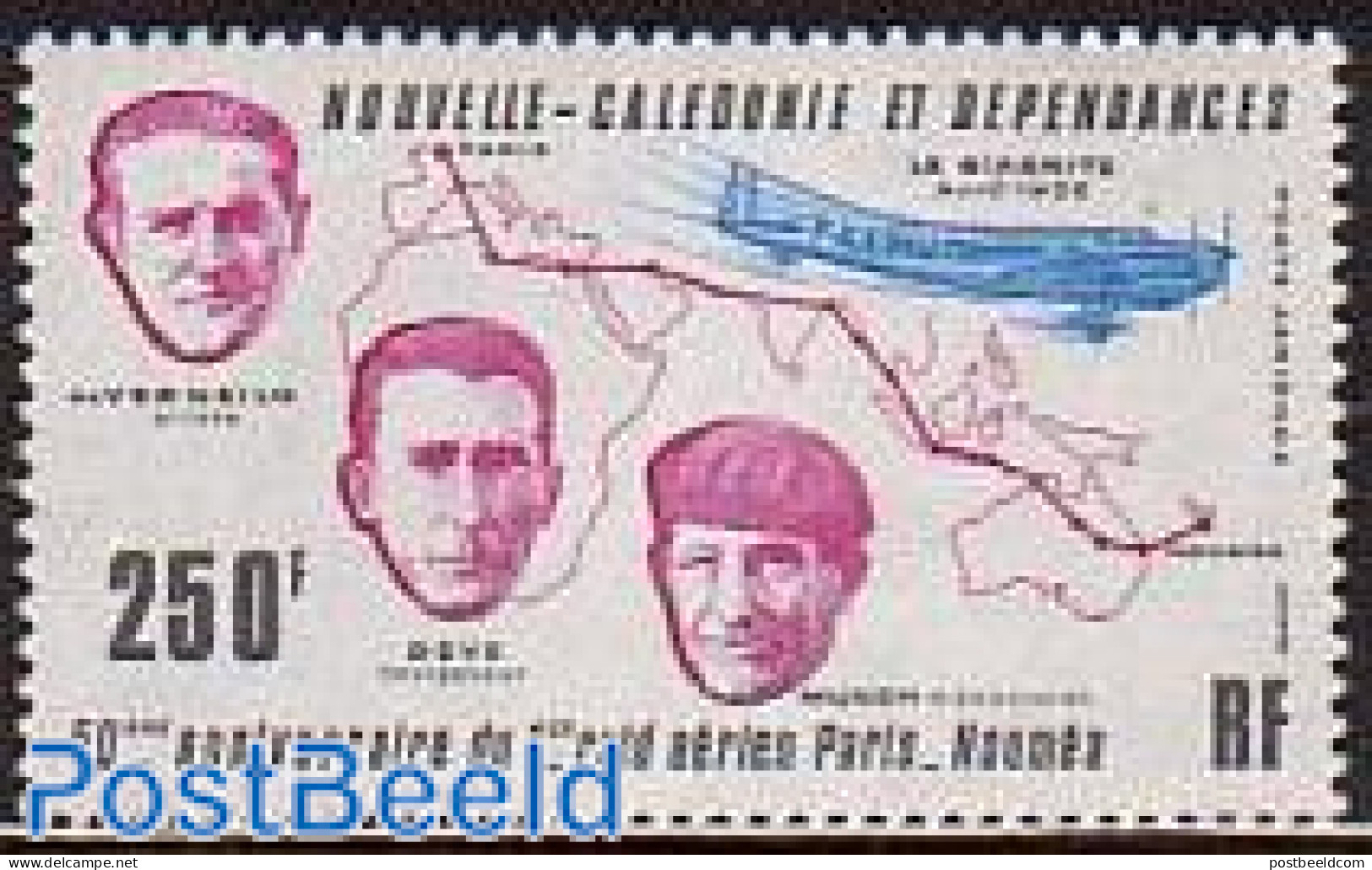 New Caledonia 1982 Paris-Noumea Flight 1v, Mint NH, Transport - Various - Aircraft & Aviation - Maps - Unused Stamps