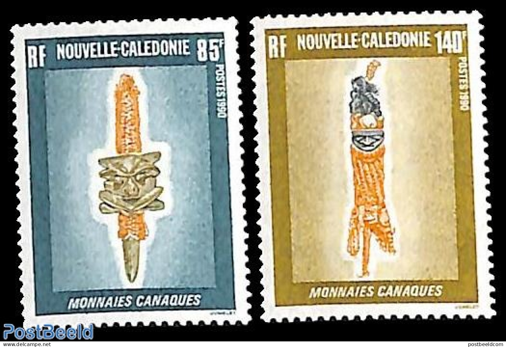 New Caledonia 1990 Tradional Money 2v, Mint NH, Various - Money On Stamps - Neufs