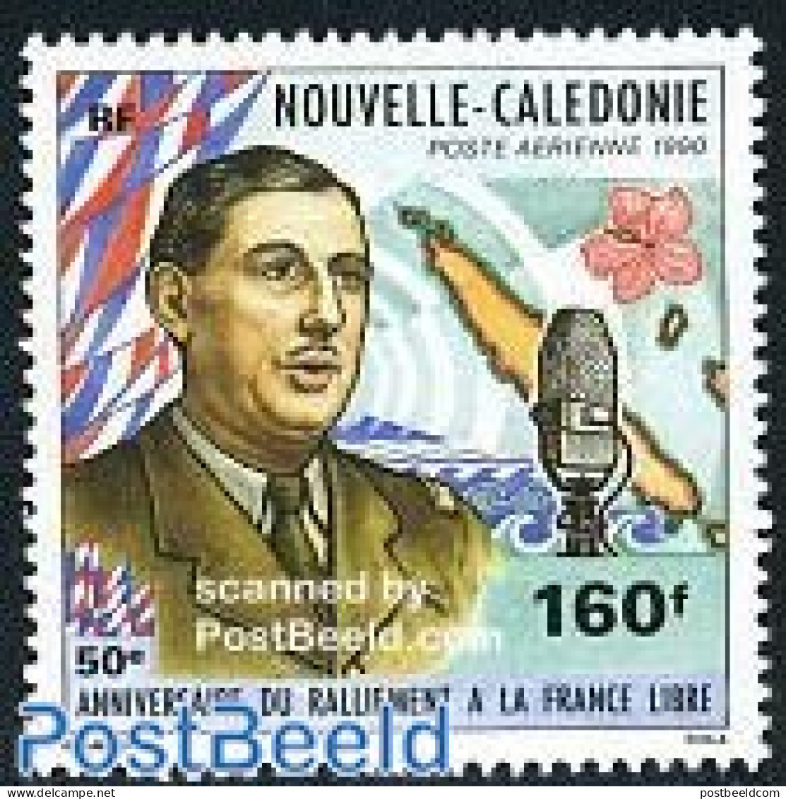 New Caledonia 1990 Free France 1v, Mint NH, History - Performance Art - Various - World War II - Radio And Television .. - Unused Stamps