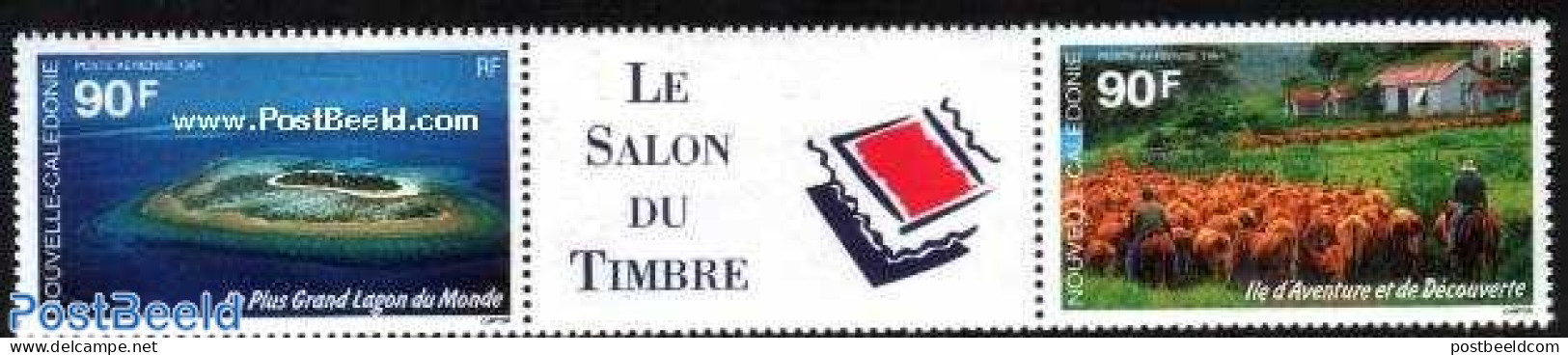 New Caledonia 1994 Stamp Saloon Paris 2v+tab [:T:], Mint NH, Nature - Various - Cattle - Philately - Lighthouses & Saf.. - Ungebraucht